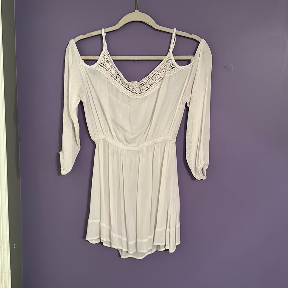 Kaktus White Linen 3/4 Length Blouse